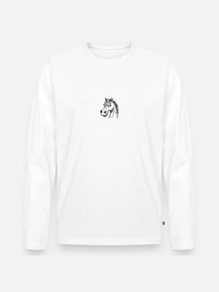 Cheval Chevaux Équitation Cavalier - T-shirt manches longues Premium bio Homme - blanc