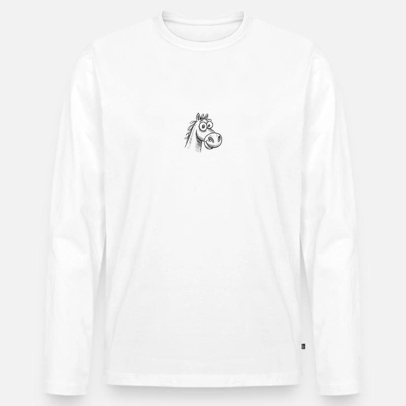 Pferd Pferde Reiten Reiter - Männer Premium Bio Langarmshirt - Weiß