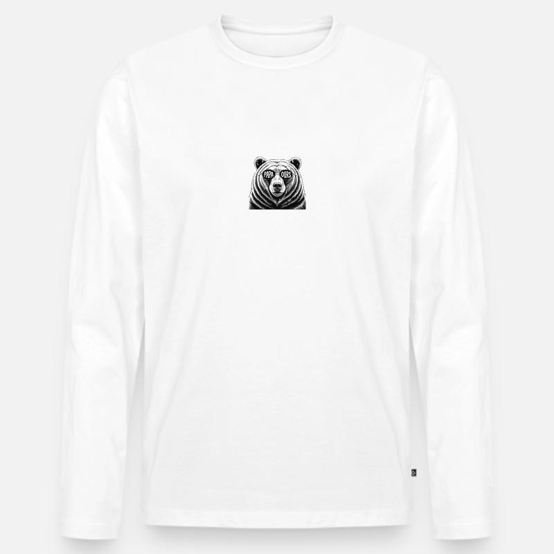 papa ours - Männer Premium Bio Langarmshirt - Weiß