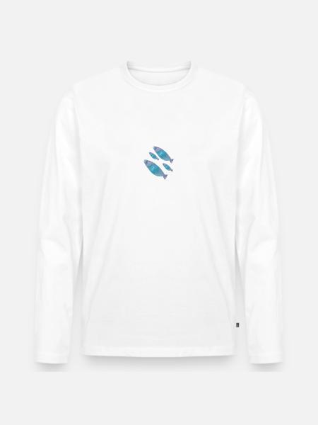 Fische - Männer Premium Bio Langarmshirt - Weiß