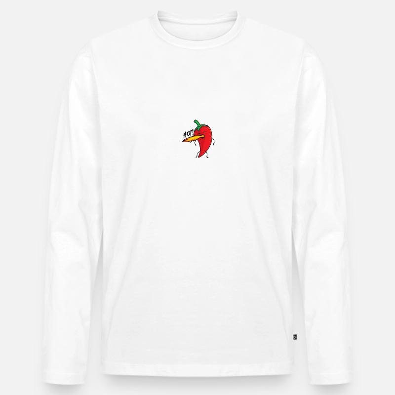 Chilli hot - Männer Premium Bio Langarmshirt - Weiß