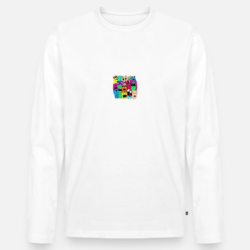 MONSTER DOODLE - Männer Premium Bio Langarmshirt - Weiß