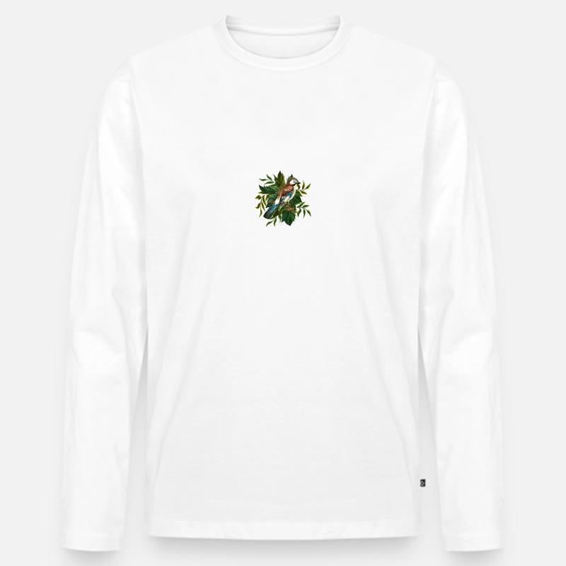 Bunter Vogel - Männer Premium Bio Langarmshirt - Weiß