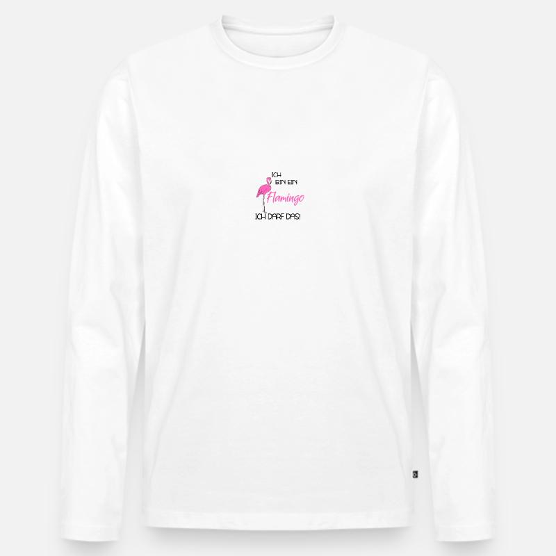 Flamingo - Männer Premium Bio Langarmshirt - Weiß
