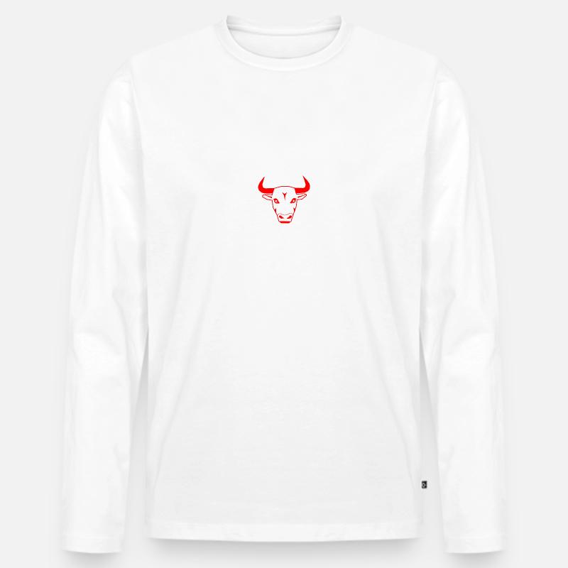 Bull in red - Männer Premium Bio Langarmshirt - Weiß