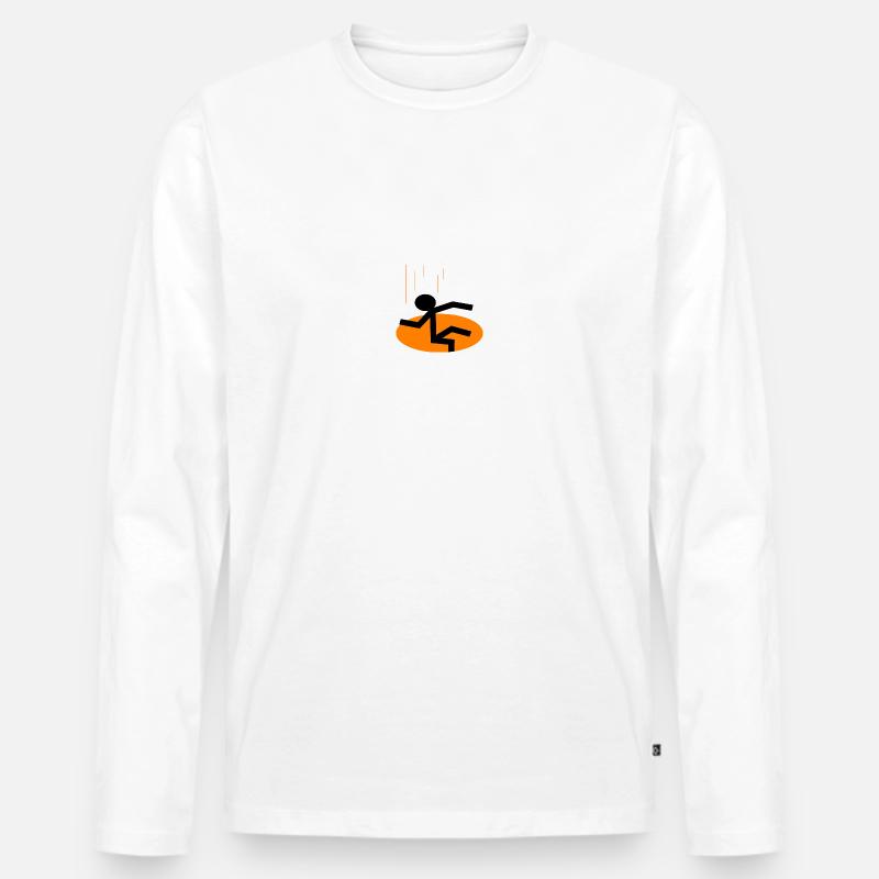 Stickman fall in hole - Männer Premium Bio Langarmshirt - Weiß
