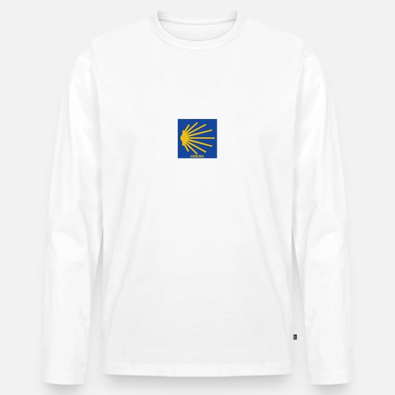 Jakobsweg - Männer Premium Bio Langarmshirt - Weiß