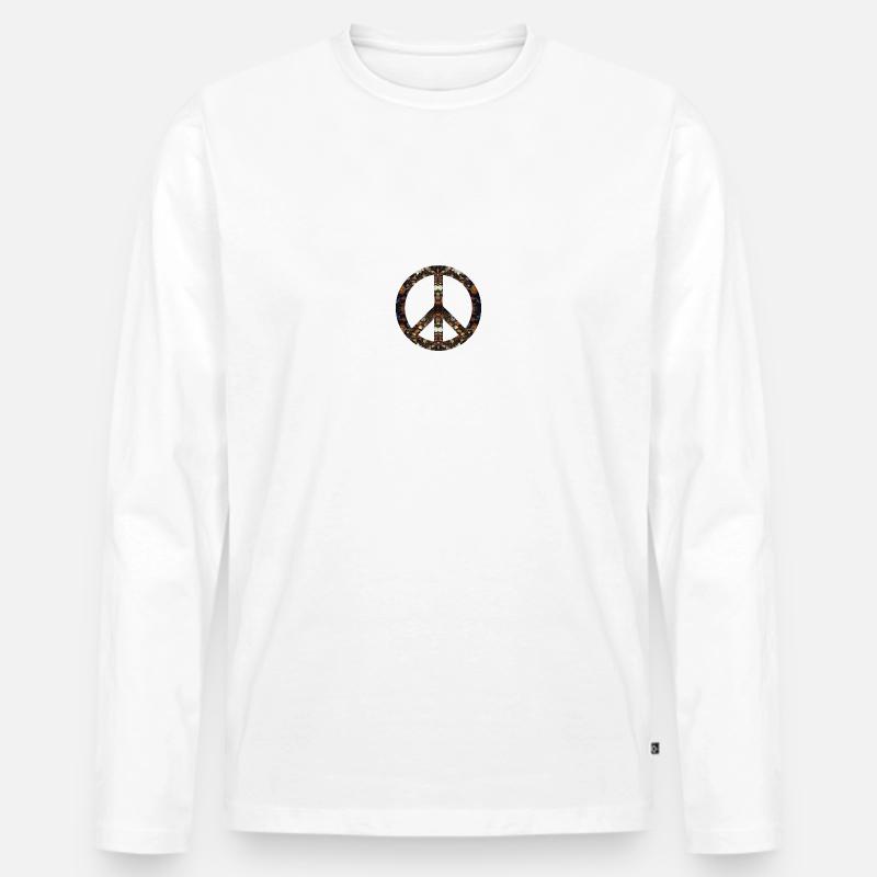 Peacezeichen Friedensbewegung Friedenssymbol icon - Männer Premium Bio Langarmshirt - Weiß