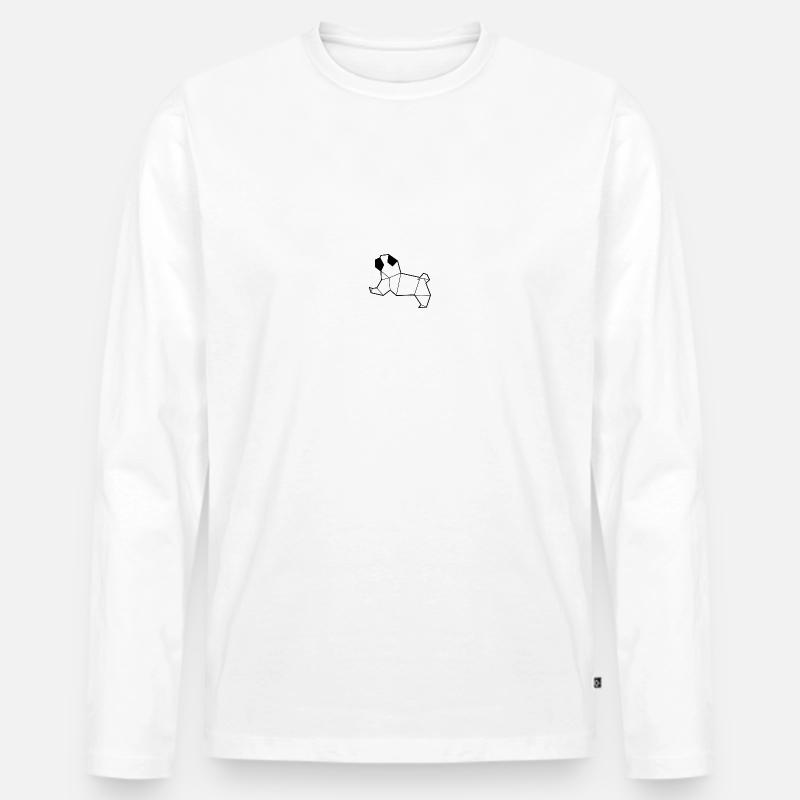 Kleiner Mops Poly Art Geschenkhund - Männer Premium Bio Langarmshirt - Weiß
