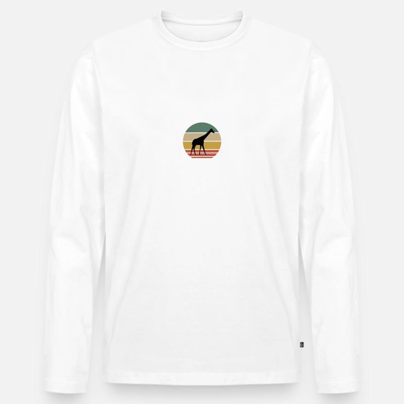 Retro Giraffen Print - Männer Premium Bio Langarmshirt - Weiß