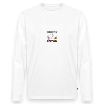 T-shirt je peux pas j ai couture humour cadeau - T-shirt manches longues Premium bio Homme - blanc - Devant - Nico (187cm)