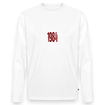 1984 Protest Demo Design - Men's Premium Organic Long Sleeve Shirt - white - Front - Nico (187cm)