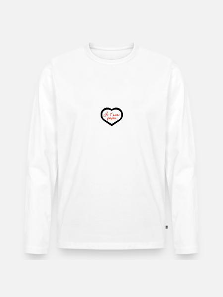 coeur je t aime papa - T-shirt manches longues Premium bio Homme - blanc