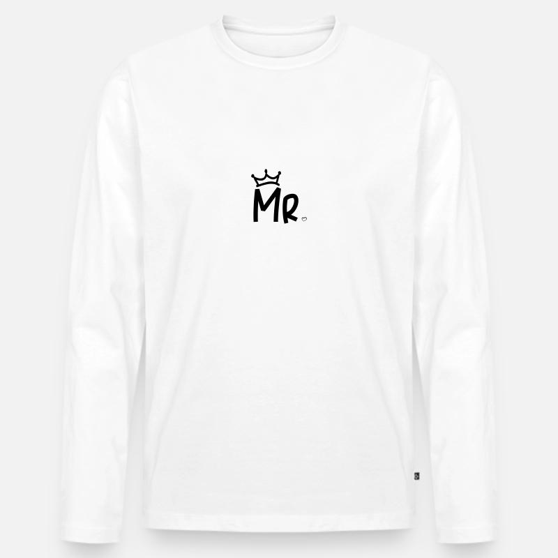 mr_heart_crown - Männer Premium Bio Langarmshirt - Weiß