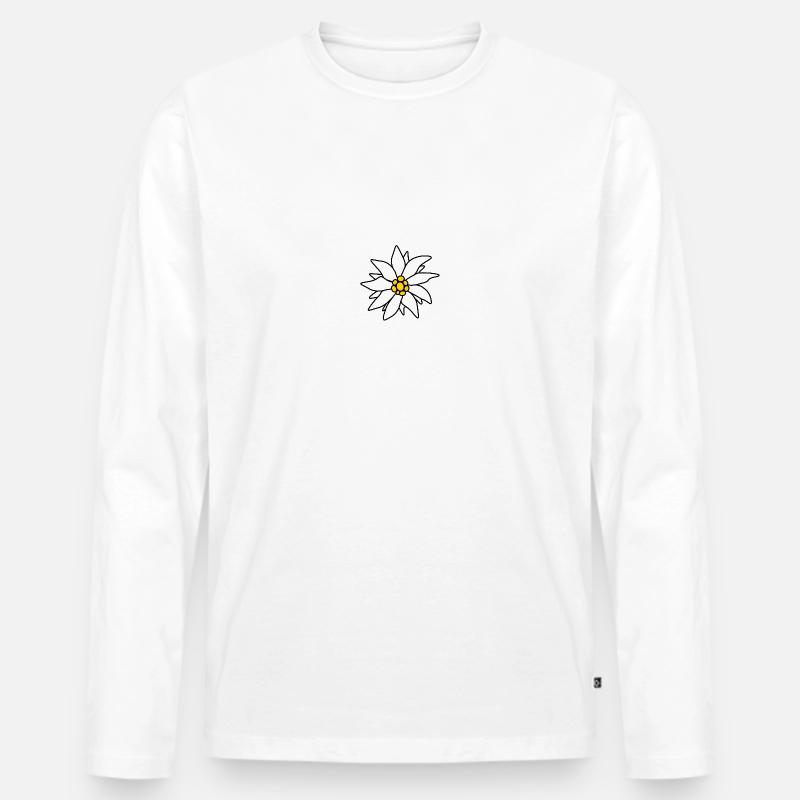 Edelweiß - Alpen-Blume - Männer Premium Bio Langarmshirt - Weiß