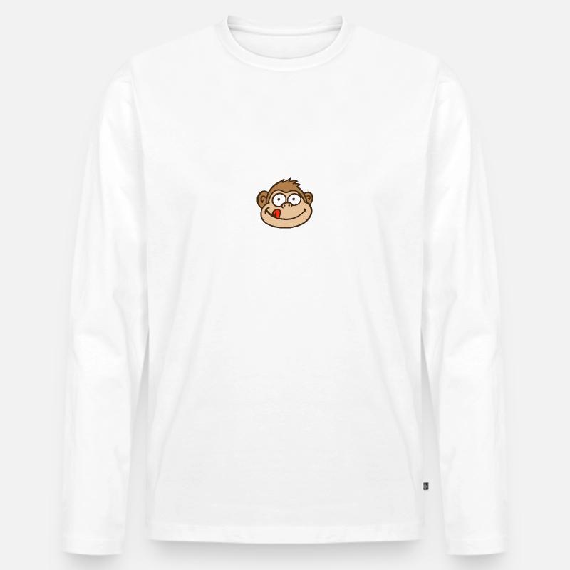 Affe - Männer Premium Bio Langarmshirt - Weiß