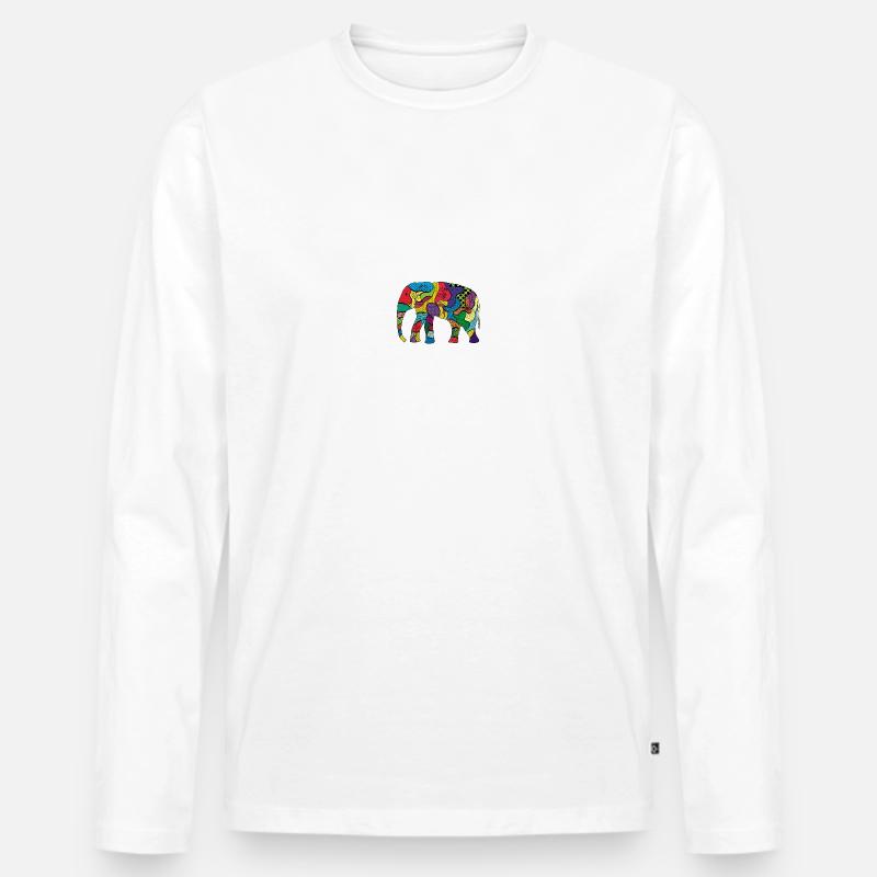 Elefant - Männer Premium Bio Langarmshirt - Weiß