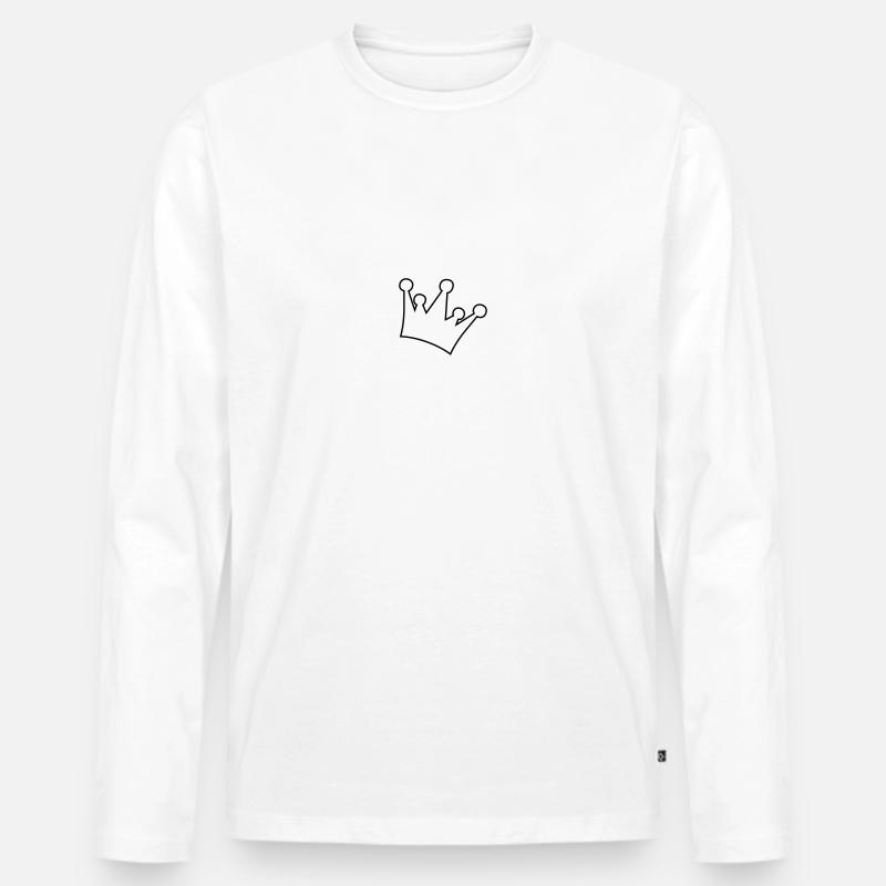 krone - Männer Premium Bio Langarmshirt - Weiß