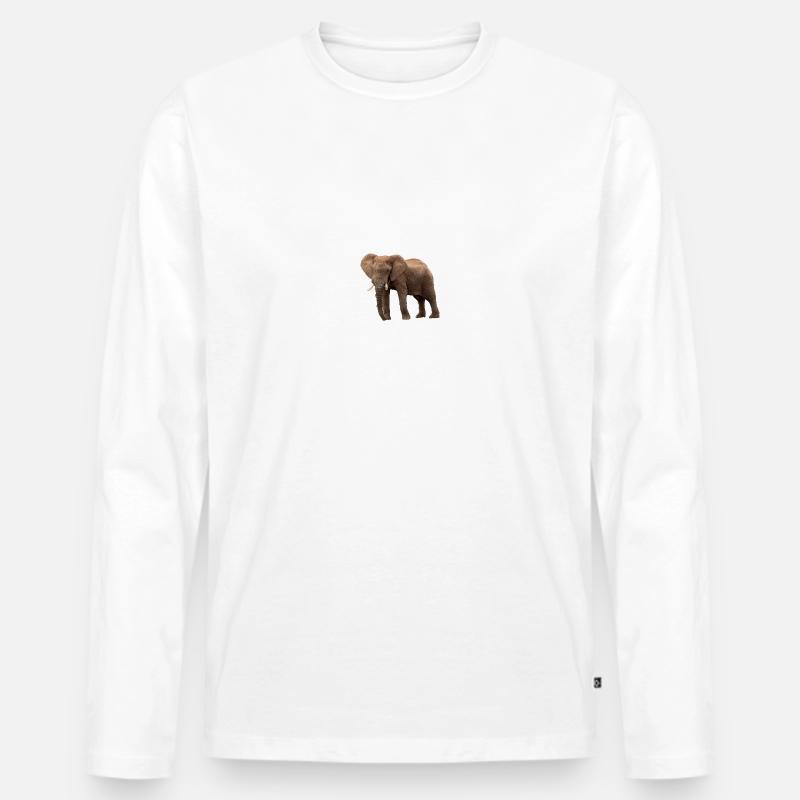 Elefant - Männer Premium Bio Langarmshirt - Weiß