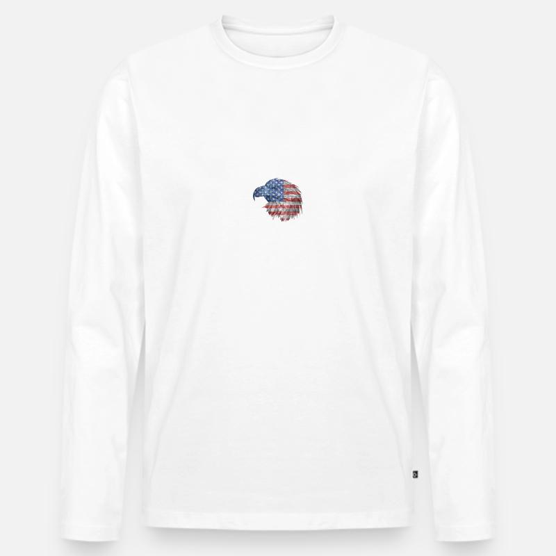 American Eagle - Männer Premium Bio Langarmshirt - Weiß