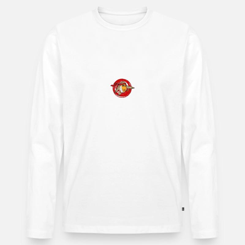 Ninja Rotkehlchen - Männer Premium Bio Langarmshirt - Weiß