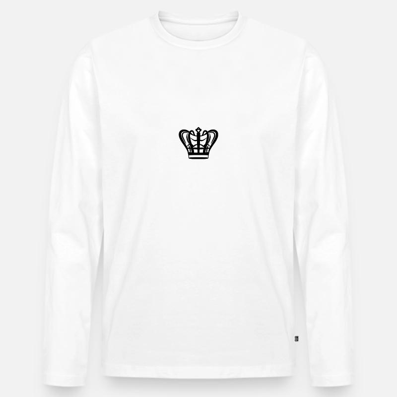 Krone - Männer Premium Bio Langarmshirt - Weiß