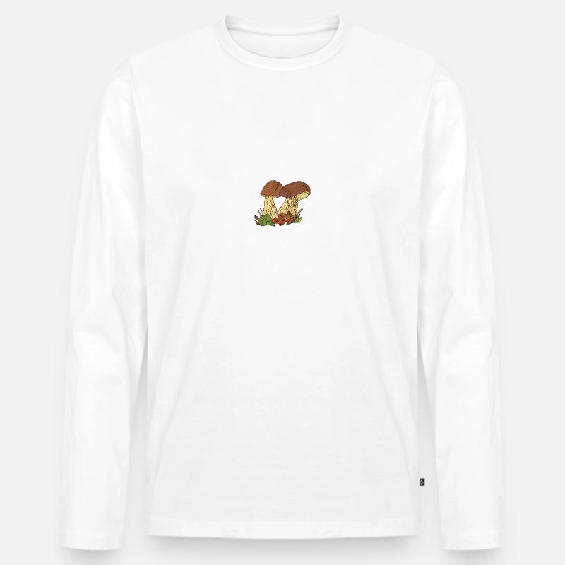 Pilze - Männer Premium Bio Langarmshirt - Weiß