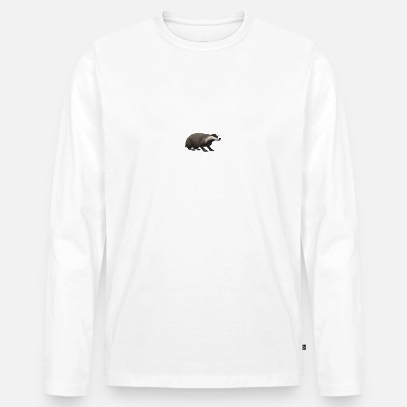 3D Dachs - Männer Premium Bio Langarmshirt - Weiß