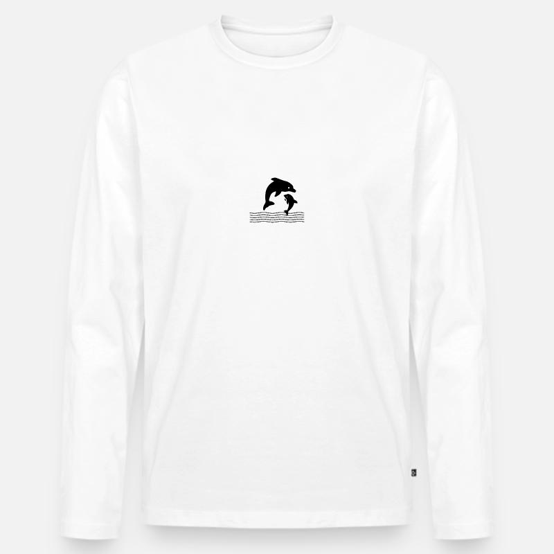 Dolphin Delfin - Männer Premium Bio Langarmshirt - Weiß