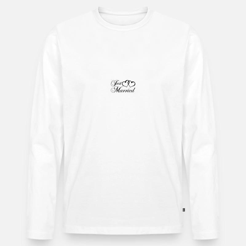 just_married_coeur - Männer Premium Bio Langarmshirt - Weiß