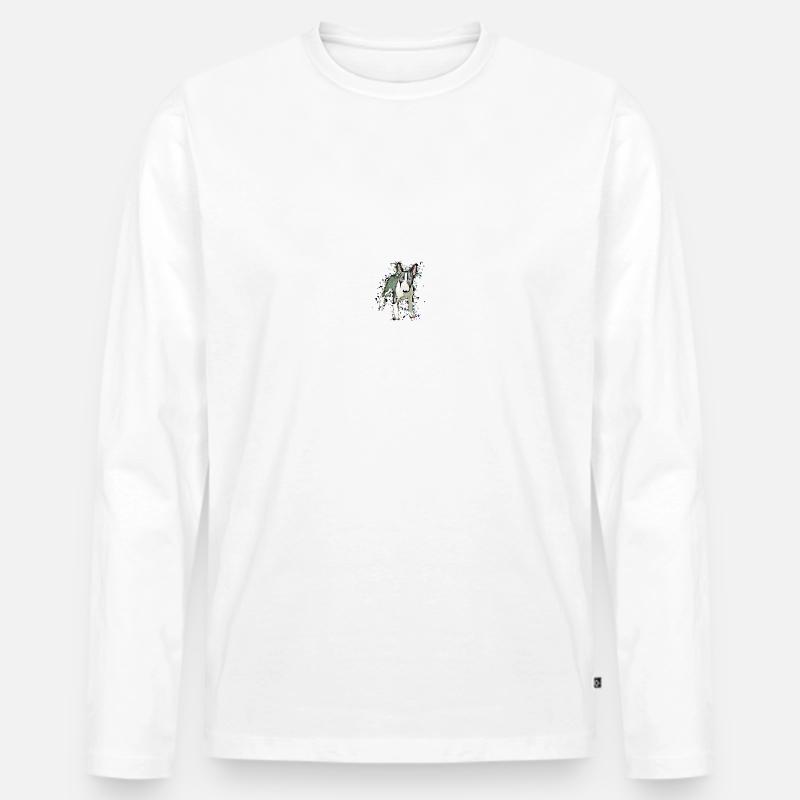 Miniatur Bullterrier Comic - Männer Premium Bio Langarmshirt - Weiß