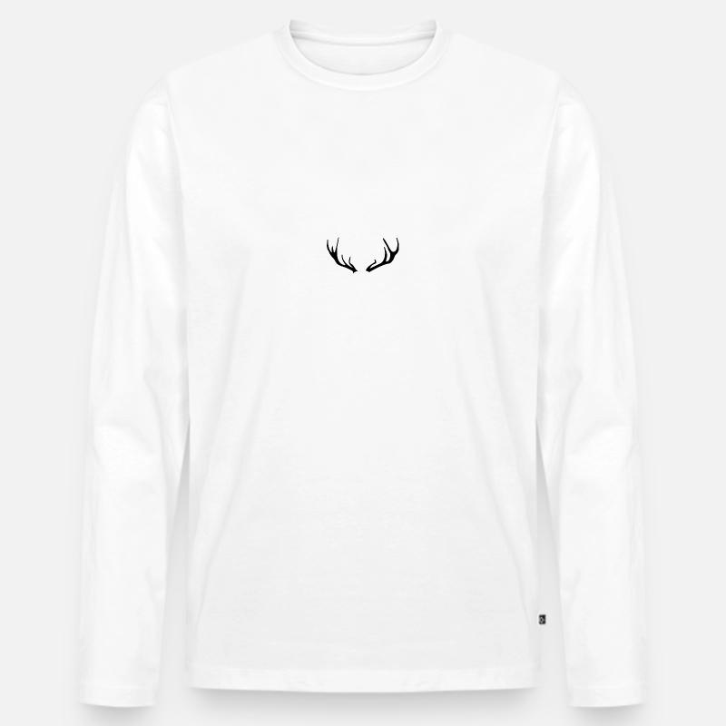 Hirschgeweih - Männer Premium Bio Langarmshirt - Weiß