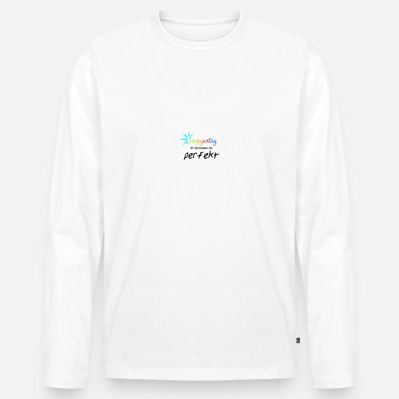 besonders perfekt Spruch - Männer Premium Bio Langarmshirt - Weiß