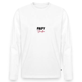 papy barbu - T-shirt manches longues Premium bio Homme - blanc - Devant - Nico (187cm)