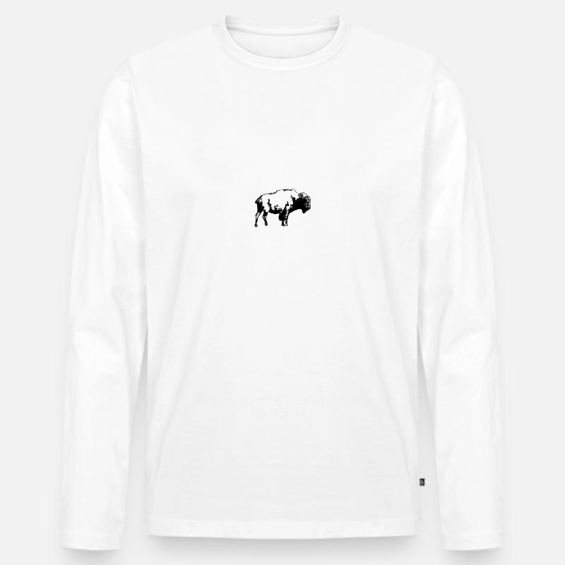 Buffalo - Bull - Männer Premium Bio Langarmshirt - Weiß