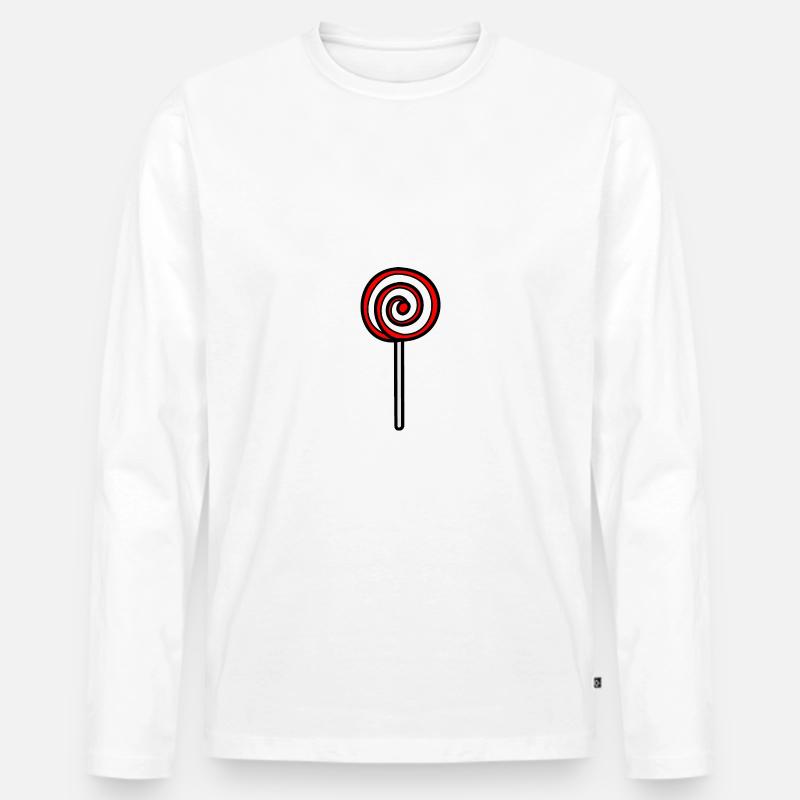 Lutscher Lolly Süßigkeit - Männer Premium Bio Langarmshirt - Weiß