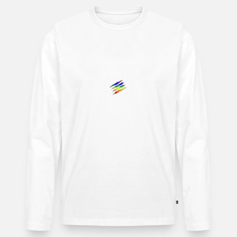 Klaue Markiert Regenbogenflagge - Männer Premium Bio Langarmshirt - Weiß