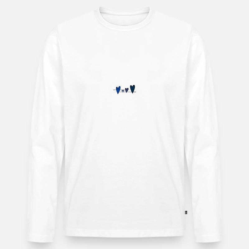 Blaue Herzen - Männer Premium Bio Langarmshirt - Weiß