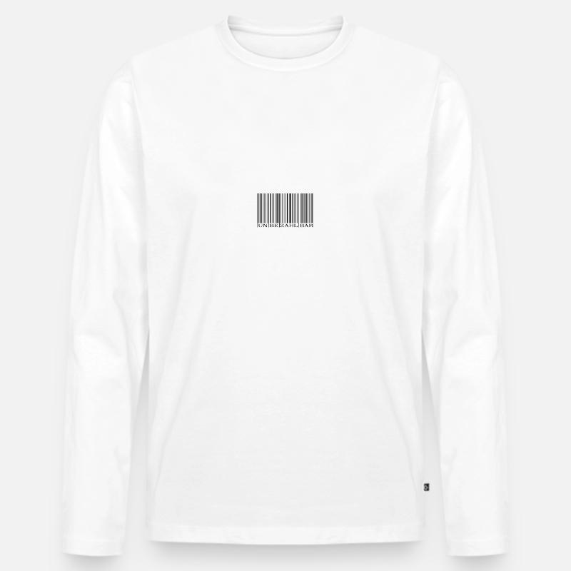 Strichcode Barcode - Männer Premium Bio Langarmshirt - Weiß