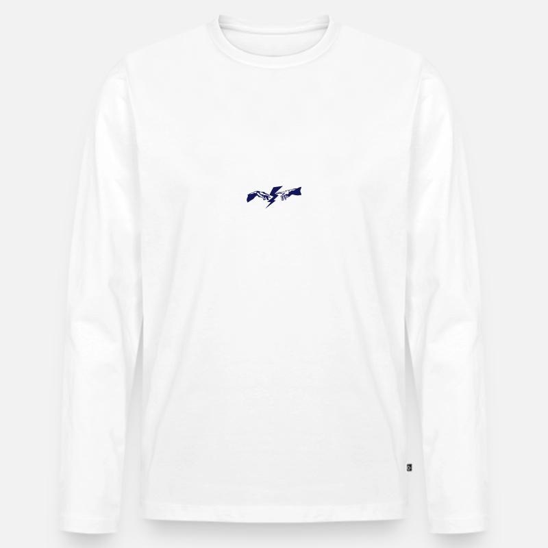 Handgott Blitz Blitz - Männer Premium Bio Langarmshirt - Weiß