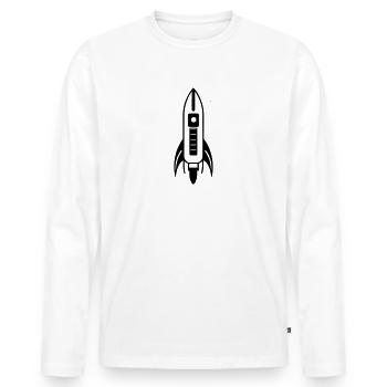 Rocket - Men's Premium Organic Long Sleeve Shirt - white - Front - Nico (187cm)