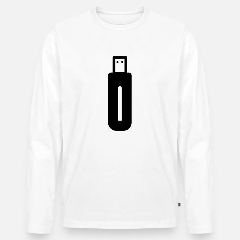 USB-Stick - Männer Premium Bio Langarmshirt - Weiß