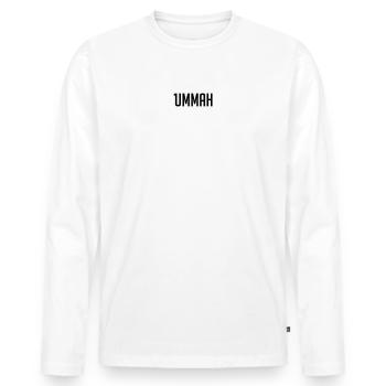 1ummah BLK - Men's Premium Organic Long Sleeve Shirt - white - Front - Nico (187cm)