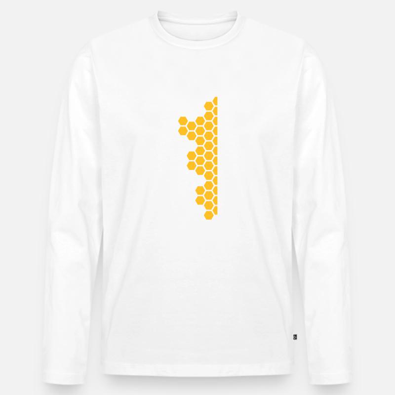Honeycombs Pattern - Männer Premium Bio Langarmshirt - Weiß