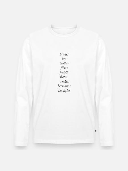 Brother in different languages - Men's Premium Organic Long Sleeve Shirt - white