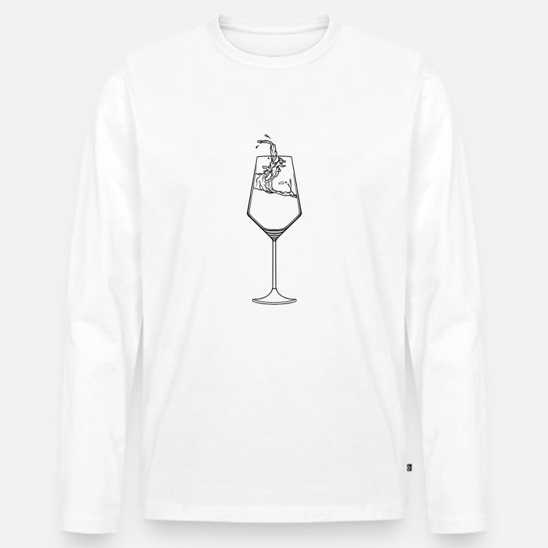 Weinglas mit Wein - Männer Premium Bio Langarmshirt - Weiß