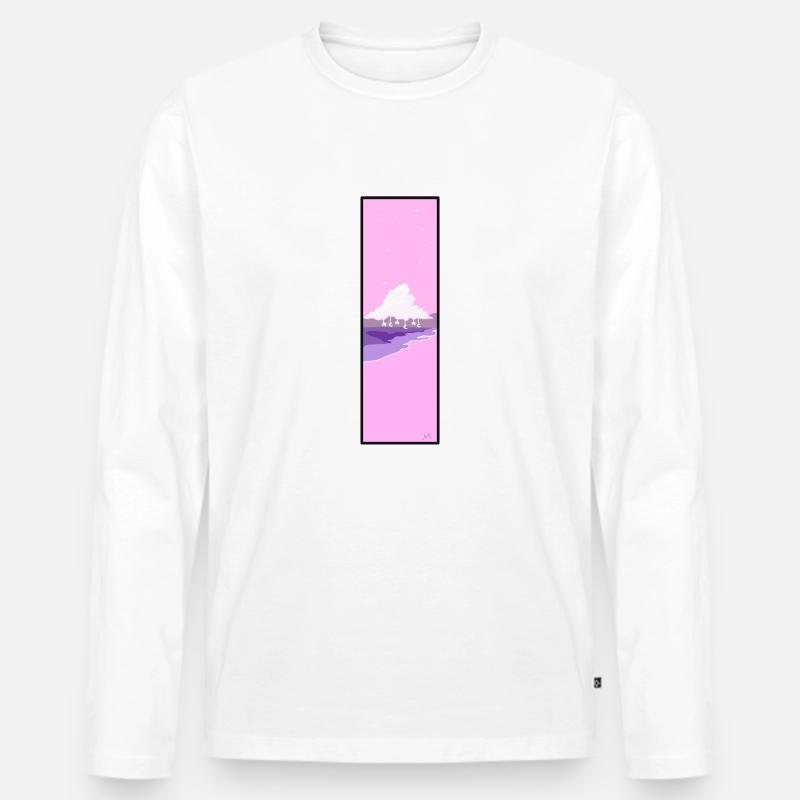 Pinker Strand - Männer Premium Bio Langarmshirt - Weiß