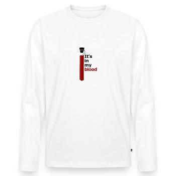 Tube à essai sanguin vétérinaire pour animal de compagnie - T-shirt manches longues Premium bio Homme - blanc - Devant - Nico (187cm)