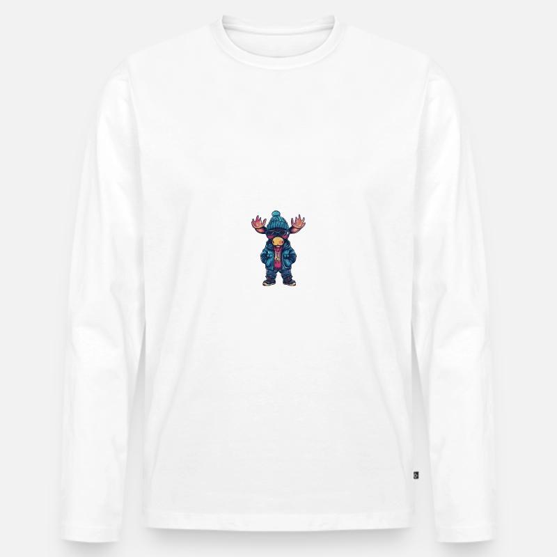 Elch Winter - Männer Premium Bio Langarmshirt - Weiß