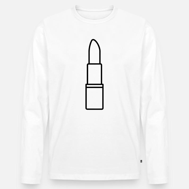 Lippenstift - Männer Premium Bio Langarmshirt - Weiß